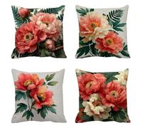 Federe Cuscini Divano 70x70cm Rosso Cuscini da Esterno Copricuscini Divano Fiore Copri Cuscino Letto Decorativi per Divani Lino Set da 4 Pezzi Federe Cuscino Arredo con la Cerniera Invisibile g-8912