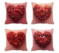 Federe Cuscini Divano 70x70cm Rosso Cuscini da Esterno Copricuscini Divano Rosa Copri Cuscino Letto Decorativi per Divani Lino Set da 4 Pezzi Square Federe Cuscino Arredo Cerniera Invisibile g-8975