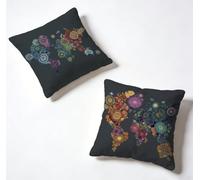 Federe Cuscini Divano 70x70cm Set di 2 Colore Copricuscino Divano Mappa Del Mondo Impermeabile Decorazione Blando Cuscini Esterno, Stampa HD Fronte-Retro per Primavera Estate Arredo Casa 9-52176L