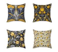 Federe Cuscini Divano 70X70CM Set di 4 Colore Cuscini Divano FlowerMotivo Stampa Fronte-retro Design, Impermeabile Morbido Retro Federe Copricuscin per Soggiorno Camera Balcone Esterno Decor P-24H