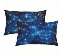 Federe Cuscini Divano 70x90 Blu Navy Set di 2, Cielo Stellato Copricuscino Impermeabile Letto Velluto con Cerniera Invisibile, Traspiranti Copricuscini per Soggiorno, Durevole Home Decoration S5-441