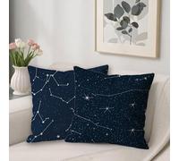 Federe Cuscini Divano 80 x 80 Cielo stellato Stampa, Resistente Impermeabile Velluto Copricuscini Divano, Federe Blu navy con la Cerniera Invisibile, Cuscini Decorativi per Divano Soggiorno Letto O-84