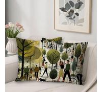 Federe Cuscini Divano 80 x 80 Foresta Stampa, Resistente Impermeabile Lino Copricuscini Divano, Federe Verde con la Cerniera Invisibile, Cuscini Decorativi per Divano Camera Soggiorno Letto O-226