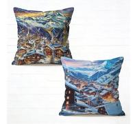 Federe Cuscini Divano 80x80 cm Set di 2 Città Cuscini per Divano 80 x 80 Grandi Cuscino Esterno Lino Quadrato Decorativi Copricuscini Diventare per Balcone Decorazioni Primaverili Estate 9-445JCQ