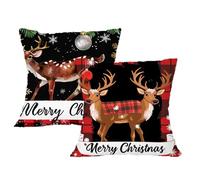 Federe Cuscini Divano 80x80 cm Set di 2 Cuscini Natalizi Federa Cuscino 80x80 Cervo Copricuscini Divano Velluto con Cerniera Invisibile Copricuscino per Giardino Decorazioni Natale Regali,2p522F