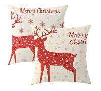 Federe Cuscini Divano 80x80 cm Set di 2 Cuscini Natalizi Federa Cuscino 80x80 Cervo Copricuscini Divano Lino con Cerniera Invisibile Copricuscino per Giardino Decorazioni Natale Regali,2p556F