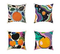 Federe Cuscini Divano 80X80CM Set di 4 Colore Cuscini Divano Frutta Impermeabile Decorazione Quadrate Lino Copricuscini Stampa HD Fronte-Retro per Soggiorno Balcone Esterno Decor, Regalo 3-5IO86