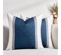 Federe Cuscini Divano Blu 50x50 Moderno Decorativo Copricuscini Divano Giunzione Quadrata Cuscini Per Divano Blu Grigio Beige Banda Copricuscino Per Soggiorno Divano Da Giardino, 2 Pezzi