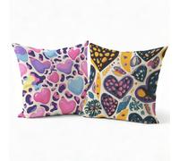 Federe Cuscini Divano Lino Set 2, Copri Cuscini per Divano Design Amore3 50x50 cm, Esterno Cuscini per Divano con Cerniera Nascosta, Copricuscino Decorazioni Casa per Soggiorno Giardino, Rosa P-J-5211