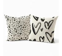 Federe Cuscini Divano Lino Set 2, Copri Cuscini per Divano Design Amore3 50x50 cm, Esterno Cuscini per Divano con Cerniera Nascosta, Copricuscino Decorazioni Casa per Soggiorno Giardino, Nero P-J-5169