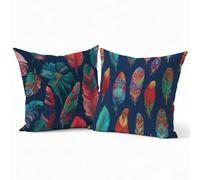 Federe Cuscini Divano Lino Set 2, Copri Cuscini per Divano Design Piuma 70x70 cm, Esterno Cuscini per Divano con Cerniera Nascosta, Copricuscino Decorazioni Casa per Giardino Ufficio, Colore P-J-4711