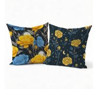 Federe Cuscini Divano Lino Set 2, Copri Cuscini per Divano Design Rosa 55x55 cm, Esterno Cuscini per Divano con Cerniera Nascosta, Copricuscino Decorazioni Casa per Soggiorno Giardino, Giallo P-J-1390