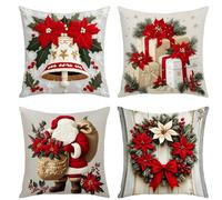 Federe Cuscini Divano Natale Rossa e Bianca 45x45, Set Di 4 Decorazioni Natalizie Copricuscini Divano, Cuscini Natalizi Per Divano Home Decor, Cuscini Sedie Natalizi Christmas Pillow, Merry Christmas
