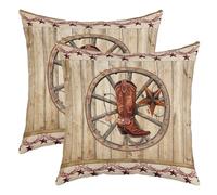 Federe Cuscini Divano Rustic Western Vintage Rusty Texas Stars West Cowboy Horse Shoe Set of 2 Poliestere Federe Confezione Arredamento Casa per