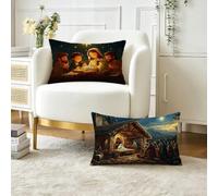 Federe Cuscini Divano Set di 2, Angelo Cuscini da Esterno Impermeabili Lino Decorativi Copricuscini, Famiglia Cuscino Divano Rettangolari 50x70 cm, per Giardino Soggiorno Camera da Letto O-6935