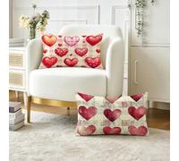Federe Cuscini Divano Set di 2, Rosso Cuscini da Esterno Impermeabili Velluto Decorativi Copricuscini, Amore Cuscino Divano Rettangolari 50x70 cm, per Giardino Esterno Soggiorno Camera da Letto O-2534