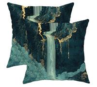 Federe Cuscini Divano Waterfall Teal Green Nature Landscape Set of 2 Quadrate Fodere Cuscini Decorativi per
