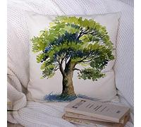 Federe Cuscini Fashion Painting Botanical Amazing Leaves Oak Tree Watercolor Fashionable Nature Drawings Drawing Copricuscini Lavabile Federa Standard Cuscino Decorativo per Camera 45X45CM