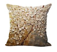 Federe Cuscini Fiore Giallo Beige Copricuscini Divano Cotone e Lino Copri Cuscini per Divano Forte Traspirabilità Cuscini per Divano con Cerniera Nascosta Cuscini Letto 60x60cm/1 Pieces