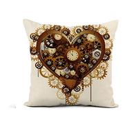 Federe Cuscini Gears Steampunk Heart Love Clock Watch Mechanism Bolts Copricuscino Colorate Federa Standard Cuscino Decorativo per Soggiorno Divano Ufficio 45X45CM