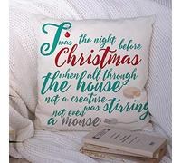 Federe Cuscini Holiday TWAS Handwriting Night Before Christmas Ribbon Poem Part Bow Animals Wildlife On Holidays Copricuscini Colorate Cuscino Decorativo Moderno Federa per Camera 45X45CM
