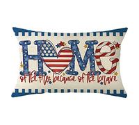 Federe Cuscini Home of The Free Because of The Brave Patriotic 4Th of July Memorial Day Independence Day Copricuscini Lavabile Copricuscino Moderno Cuscino Decorativo per Ufficio Home 40X60CM
