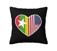 Federe Cuscini I Love America And Myanmar Copricuscini Lavabile Cuscino Decorativo Decorazione Federa per Soggiorno Ufficio Divano 45X45CM