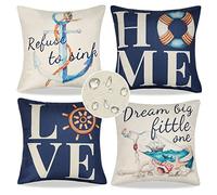 Federe Cuscini Impermeabile 40x40 Cuscini Decorativi Blu e Bianco Fodere Ancora Bottiglia Alla Deriva Federe Cuscini Divano Lino Federa Cuscini Primavera Estate Per Camera da Letto Soggirno Balcone