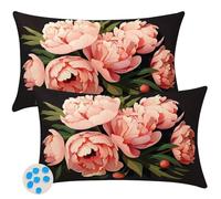 Federe Cuscini Impermeabili per Divano 20x30 cm Rosa Fodere per Cuscini da Esterno Set di 2 Federa Cuscino Fiori Peonia Copricuscini Divano con Cerniera Invisibile per Esterni Giardino Patio -SC520