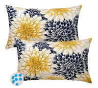 Federe Cuscini Impermeabili per Divano 50x80 cm Blu Fodere per Cuscini da Esterno Set di 2 Federa Cuscino Fiori Copricuscini Divano con Cerniera Invisibile per Esterni Giardino Patio Balcone -SC416