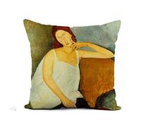 Federe Cuscini Jeanne Hebuterne By Amedeo Modigliani 1919 Italian Modernist Painting Copricuscini Standard Cuscino Decorativo Lavabile Federa per Divano Ufficio Camera 45X45CM