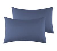 Federe Cuscini Letto Matrimoniale 40 x 80 cm,Coppia Federe in Microfibra Chiusura a Busta - Blu