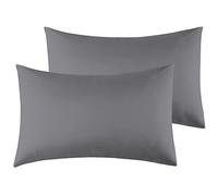 Federe Cuscini Letto Matrimoniale 40 x 80 cm,Coppia Federe in Microfibra Chiusura a Busta - Grigio Scuro