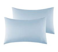 Federe Cuscini Letto Matrimoniale 40x70cm,Coppia Federe in Microfibra Chiusura a Busta - Celeste