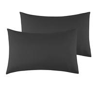 Federe Cuscini Letto Matrimoniale 40x70cm,Coppia Federe in Microfibra Chiusura a Busta - Nero