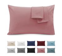 Federe Cuscini Letto Matrimoniale 40x70cm, Set 2 Federe Oeko-TEX in Premium Microfibra 110GSM con Invisibile Cerniera, Morbida e Traspirante, Ipoallergenica - Rosa Scuro