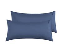 Federe Cuscini Letto Matrimoniale 50x90 cm,Coppia Federe in Microfibra Chiusura a Busta - Blu