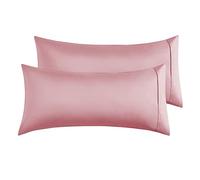 Federe Cuscini Letto Matrimoniale 50x90 cm,Coppia Federe in Microfibra Chiusura a Busta - Rosa Scuro