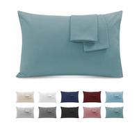 Federe Cuscini Letto Matrimoniale 50x90cm, Set 2 Federe Oeko-TEX in Premium Microfibra 110GSM con Invisibile Cerniera, Morbida e Traspirante, Ipoallergenica - Verde