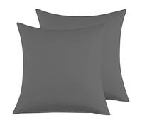 Federe Cuscini Letto Matrimoniale 65x65cm,Coppia Federe in Microfibra Chiusura a Busta - Grigio Scuro