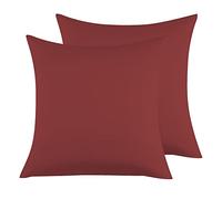 Federe Cuscini Letto Matrimoniale 80x80cm,Coppia Federe in Microfibra Chiusura a Busta - Bordeaux
