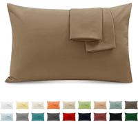 Federe Cuscini Letto Matrimoniale Cotone 40x70 cm 2 PCS, Set 2 Federe Certificato Oeko-TEX in Premium Cotone 110GSM, Morbida e Traspirante, Ipoallergenica -Tortora