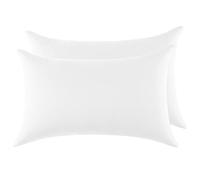 Federe Cuscini Letto Matrimoniale Cotone 40x70 cm 2 PCS, Set 2 Federe Certificato Oeko-TEX in Premium Cotone 110GSM, Morbida e Traspirante, Ipoallergenica -Bianco