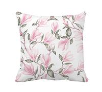 Federe Cuscini Magnolia Vintage Bouquet Blooming Flower Watercolor Botanical Spring Copricuscino Standard Copricuscini Lavabile Cuscino Decorativo per Camera Ufficio Divano 45X45CM