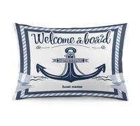Federe Cuscini Modern Custom Boat Name Welcome Aboard Anchor Copricuscino Lavabile Federa Moderno Cuscino Decorativo per Home Balcone Camera 40X60CM
