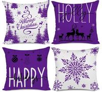 Federe Cuscini Natale 55x55cm Decorative Set 4 Divano Casa