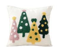 Federe Cuscini Natalizi per Divano, 45 x 45 cm Invernale Copricuscini con Ricamo ad Anello, Copricuscini Decorativo a Forma di Albero di Natale, per Decorazioni Natalizie Soggiorno e Casa, Regalo