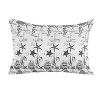 Federe Cuscini Nautical Theme Marine Sail Starfish Shell Black And White Federa Decorativi Cuscino Decorativo Moderno Copricuscini per Ufficio Camera Divano 40X60CM