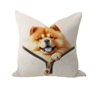 Federe Cuscini Peeking Dog in Zipper Chow Chow Holiday Puppy Animal Pet Color Copricuscini Moderno Cuscino Decorativo Standard Federa per Divano Soggiorno Ufficio 45X45CM