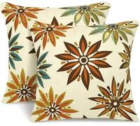 Federe Cuscini per Divano Copricuscini 80x80 cm Set di 2, Fodera per Cuscino Boho in Lino Autunno Decorative Fodere Copricuscino Fiori Retrò per Divano Camera da Letto Soggiorno Esterno -GY587